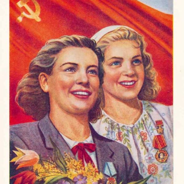 Postkarte »Sowjetfrauen« (Reproduktion)